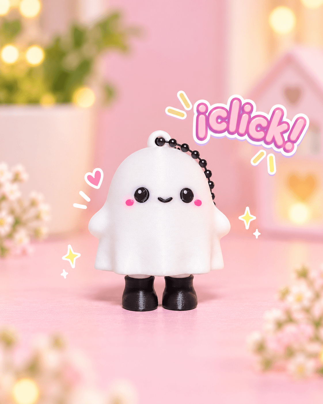 Fantasmin 👻 – Llavero Clicker Antiestrés Kawaii ⭐