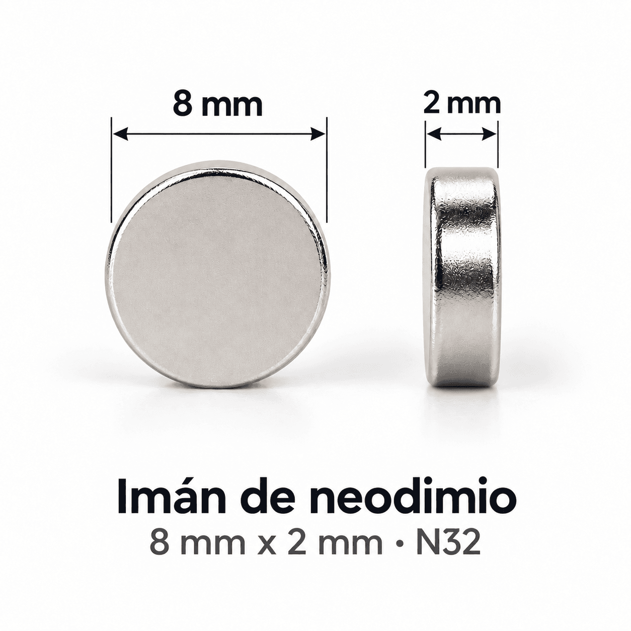 Imanes de Neodimio 8 x 2 mm Alta Precisión